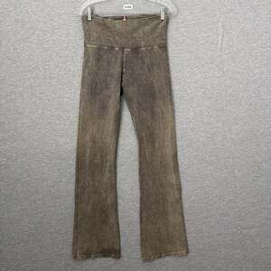 T Party Women's Large Brown Acid Wash Pull On Flare Roll Down Pants